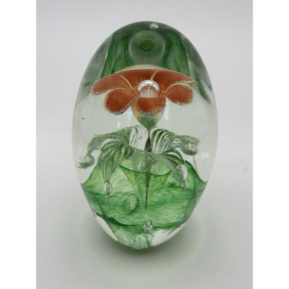 Vintage 1974 Hand Blown Glass Paper Weight Orange Flower Signed R. D. Colekagoff - Picture 5 of 9